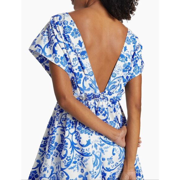 Carolina Herrera Floral Ruffled Minidress in Bluebell Multi US 10 $1990 - Picture 5 of 12